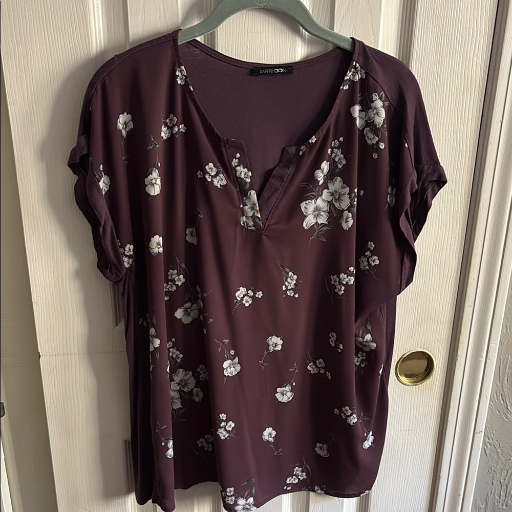 Papermoon Purple Floral Short Sleeve Blouse